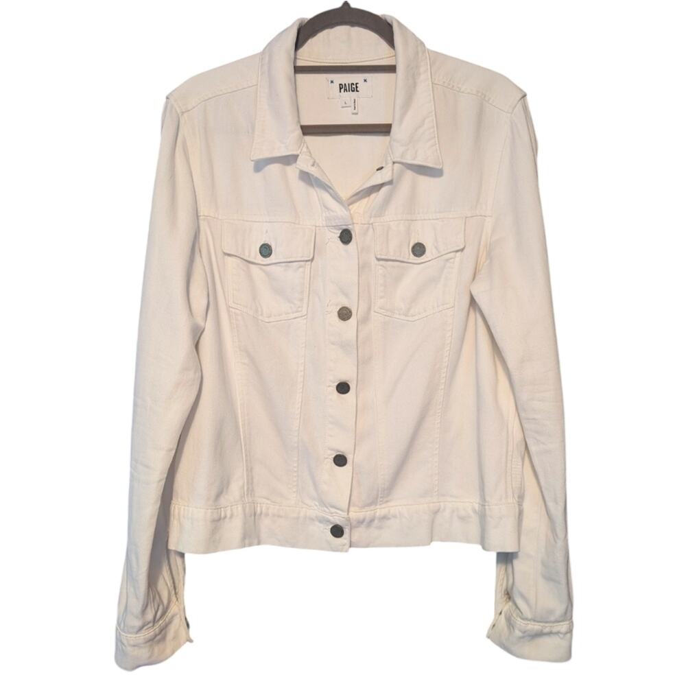 Paige Women's Denim Chantal Jacket in Laundered White Size Large